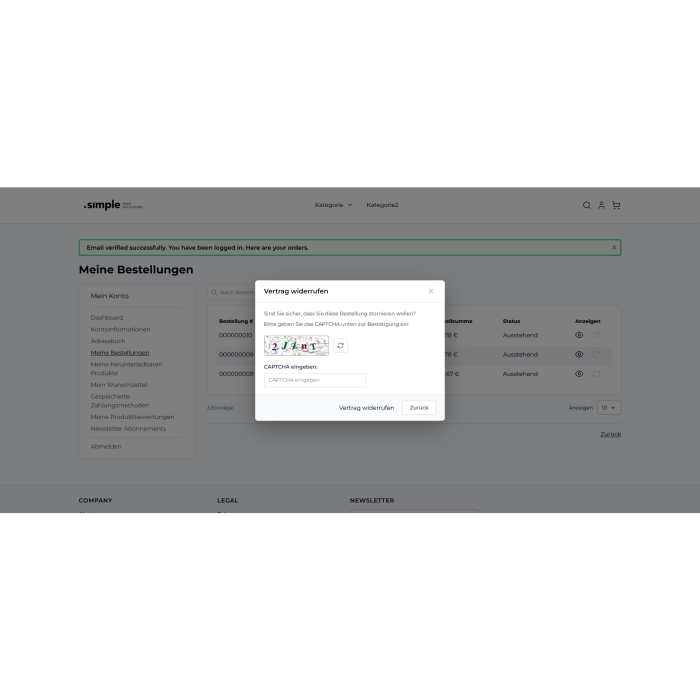 .simple Widerrufbutton für Magento Onlineshop