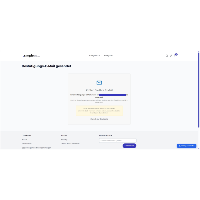 .simple Widerrufbutton für Magento Onlineshop